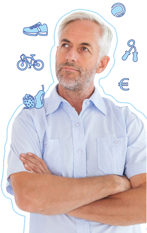 Man with icons